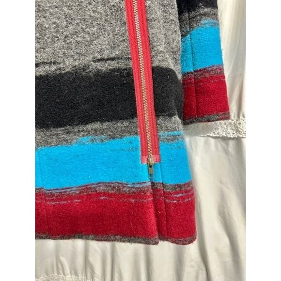 Anthropologie by Tracy Reese Gray Color block Wool Blend Asymmetrical Zip Coat 4 - Picture 5 of 12